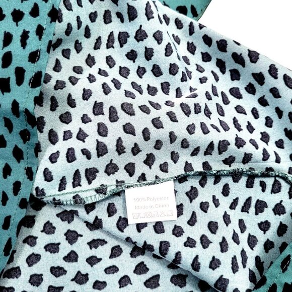 Women's Green Polka Dot Round Neck Tiered Sleeve Blouse 0X & 1X Short Sleeve Top - Picture 11 of 13